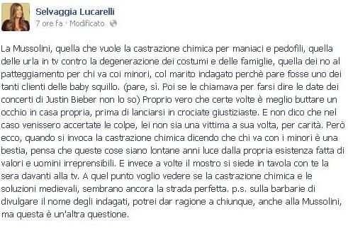 Selvaggia Lucarelli sul marito di Alessandra Mussolini Mauro Floriani su Facebook