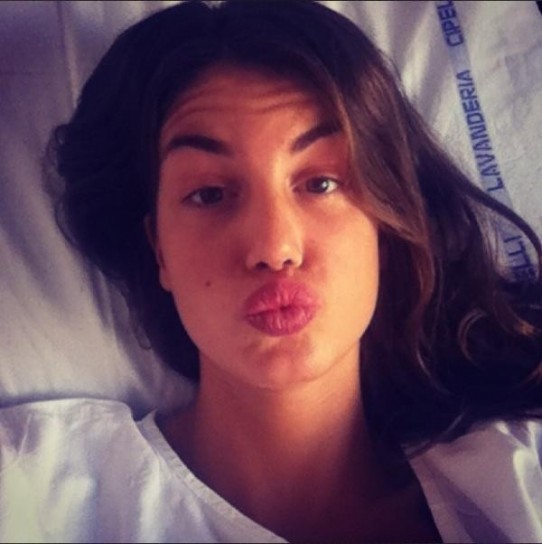 Francesca Fioretti sul letto di ospedale