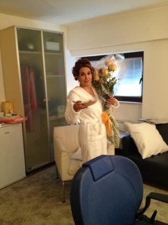 Barbara D'Urso in accappatoio