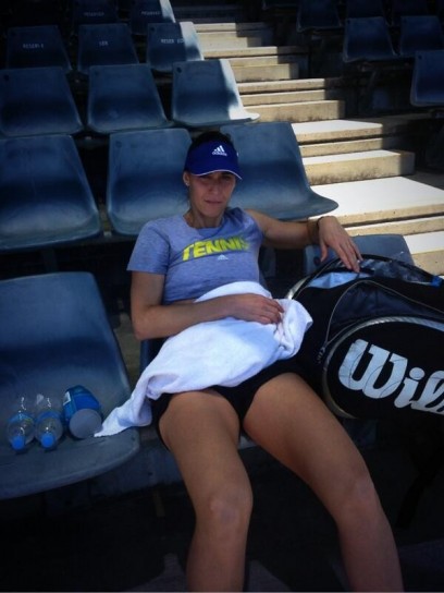 Flavia Pennetta al termine di un allenamento