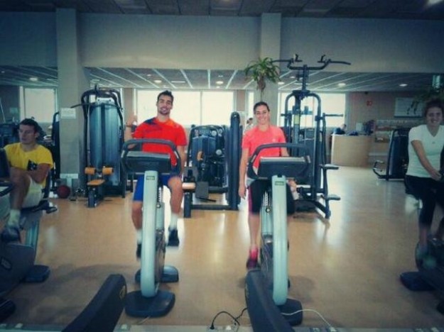 Flavia Pennetta e Fabio Fognini in palestra