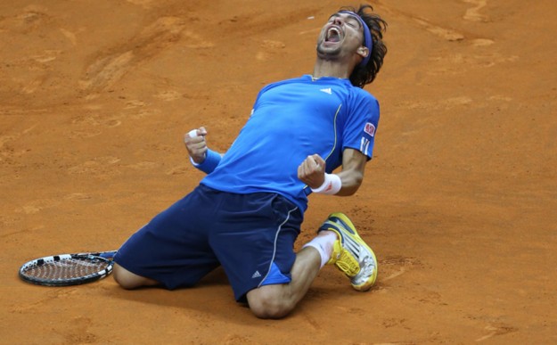 L'esultanza di Fabio Fognini